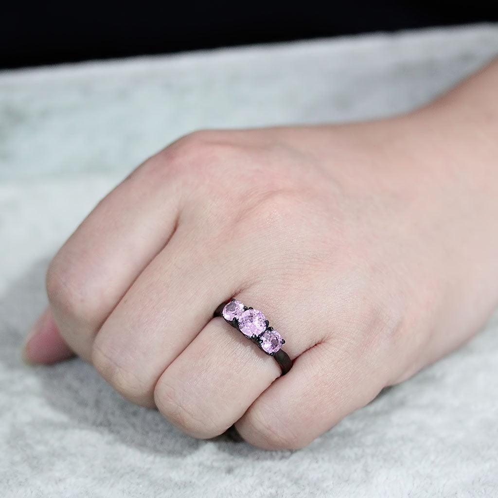Womens Light Black Ring Anillo Para Mujer Stainless Steel Ring with AAA Grade CZ in Rose Cate - Jewelry Store by Erik Rayo