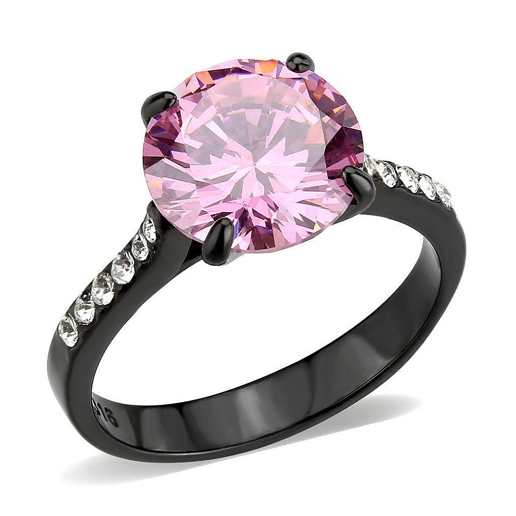 Womens Light Black Ring Anillo Para Mujer Stainless Steel Ring with AAA Grade CZ in Rose Faedera - Jewelry Store by Erik Rayo