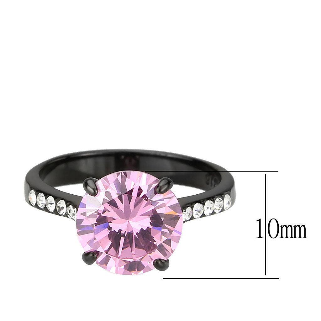Womens Light Black Ring Anillo Para Mujer Stainless Steel Ring with AAA Grade CZ in Rose Faedera - Jewelry Store by Erik Rayo