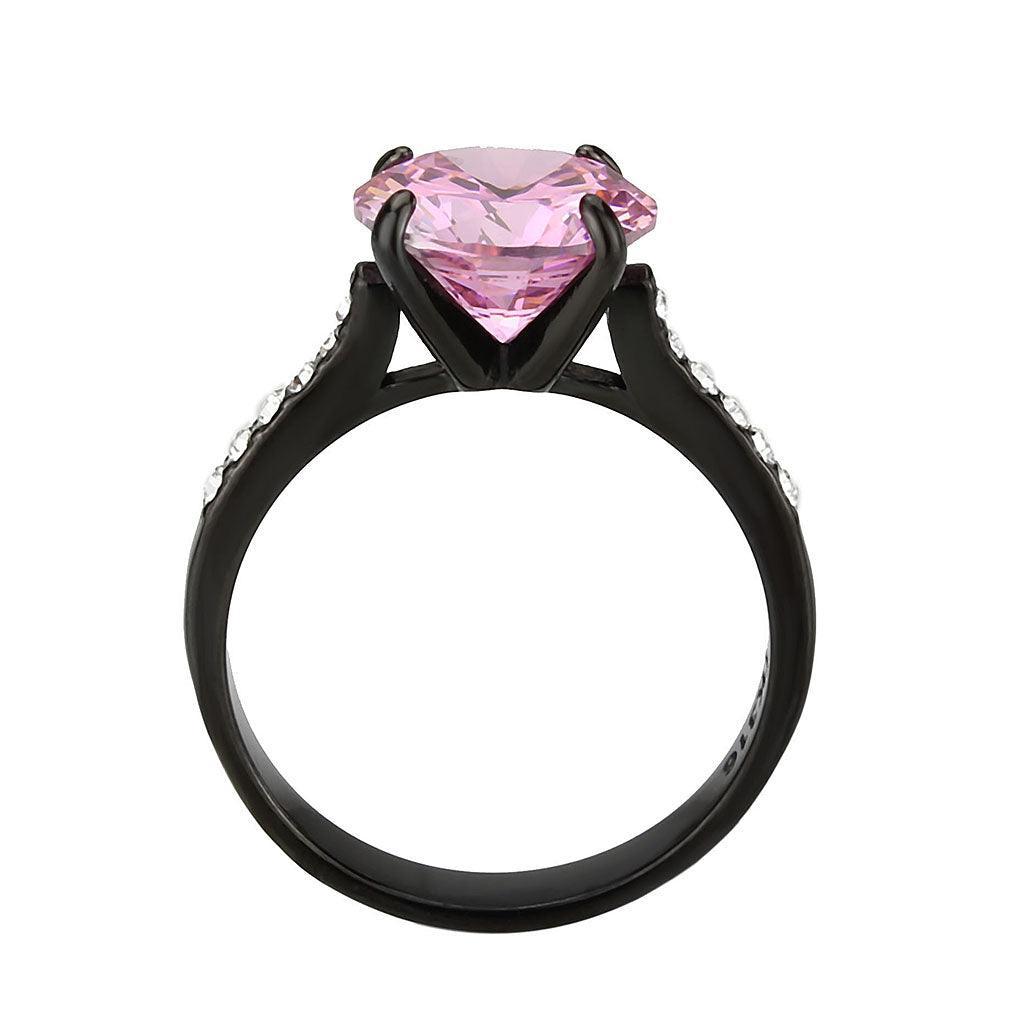 Womens Light Black Ring Anillo Para Mujer Stainless Steel Ring with AAA Grade CZ in Rose Faedera - Jewelry Store by Erik Rayo