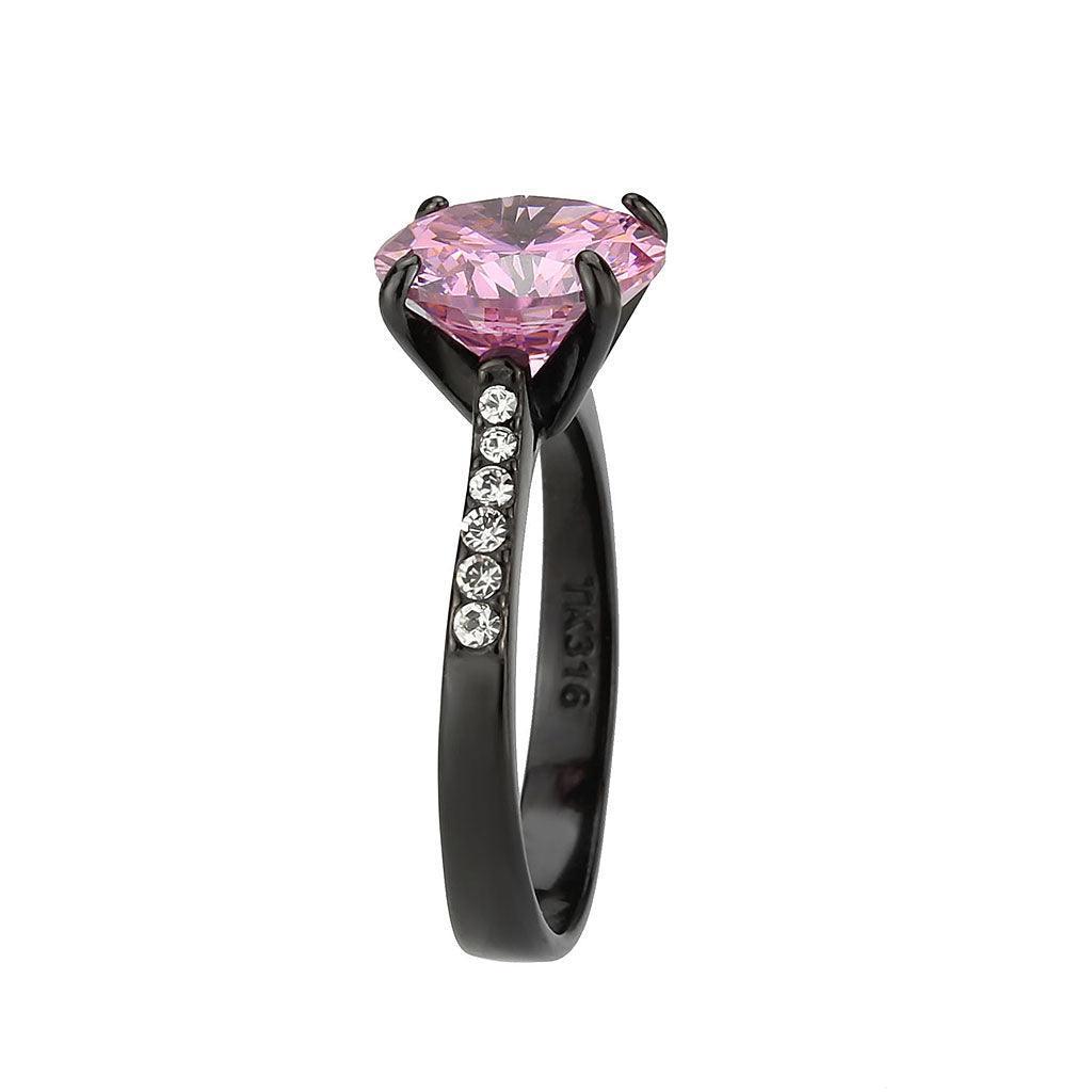 Womens Light Black Ring Anillo Para Mujer Stainless Steel Ring with AAA Grade CZ in Rose Faedera - Jewelry Store by Erik Rayo