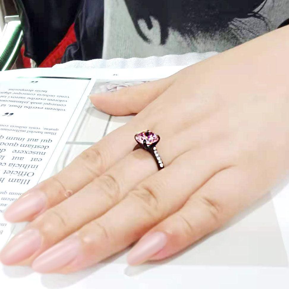 Womens Light Black Ring Anillo Para Mujer Stainless Steel Ring with AAA Grade CZ in Rose Faedera - Jewelry Store by Erik Rayo