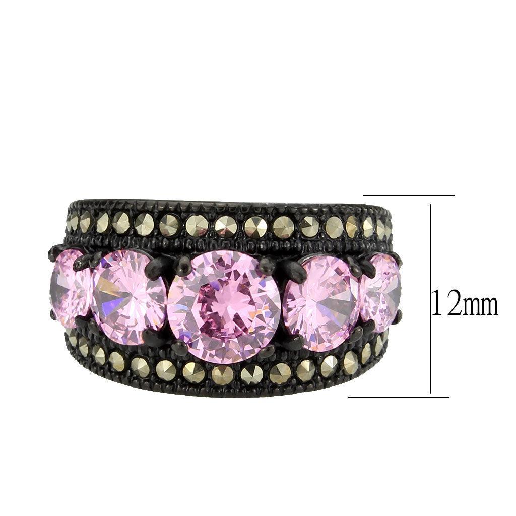 Womens Light Black Ring Anillo Para Mujer Stainless Steel Ring with AAA Grade CZ in Rose Halsey - Jewelry Store by Erik Rayo