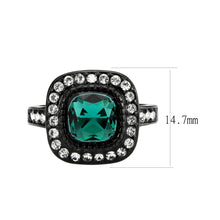 Load image into Gallery viewer, Womens Light Black Ring Anillo Para Mujer Stainless Steel Ring with Synthetic in Blue Zircon Laili - Jewelry Store by Erik Rayo
