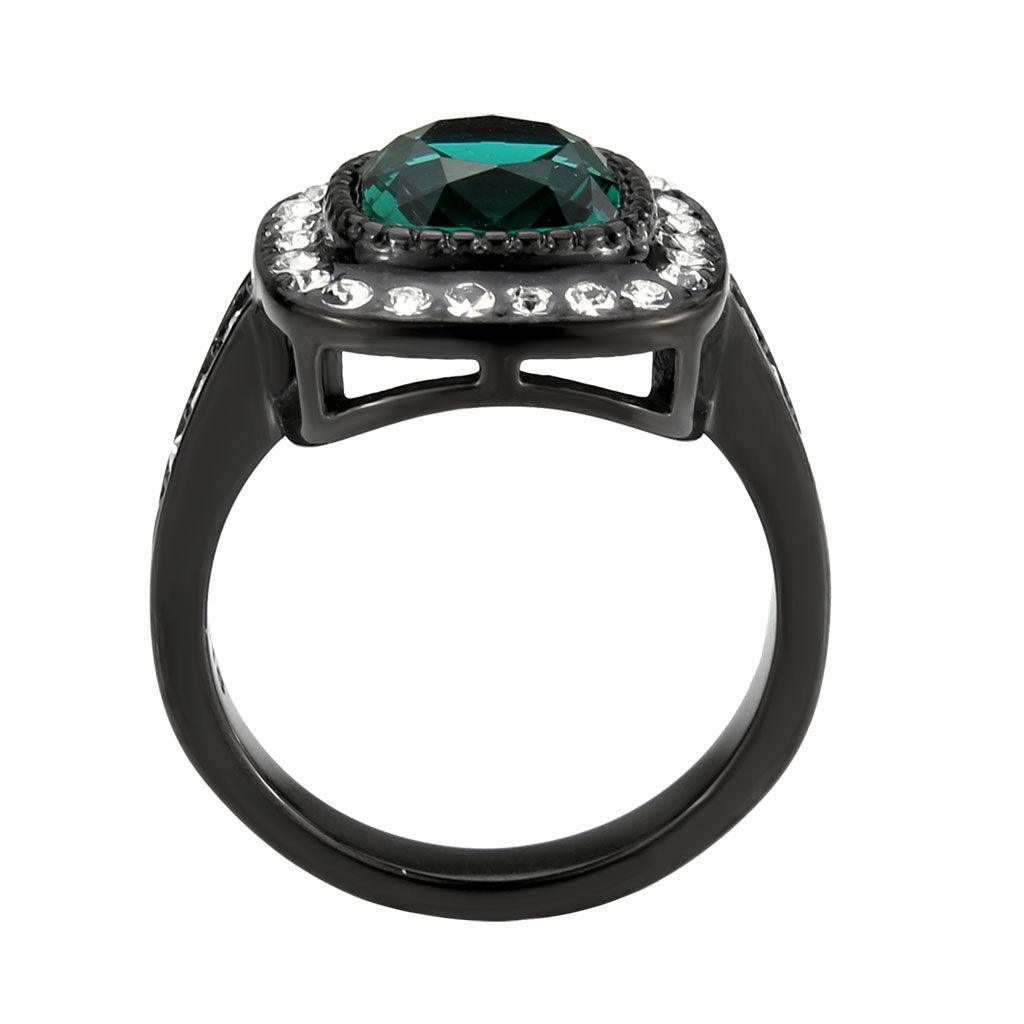 Womens Light Black Ring Anillo Para Mujer Stainless Steel Ring with Synthetic in Blue Zircon Laili - Jewelry Store by Erik Rayo
