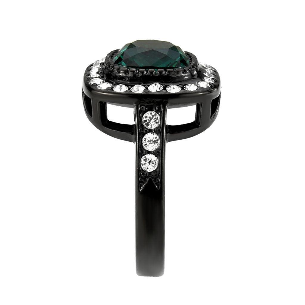 Womens Light Black Ring Anillo Para Mujer Stainless Steel Ring with Synthetic in Blue Zircon Laili - Jewelry Store by Erik Rayo