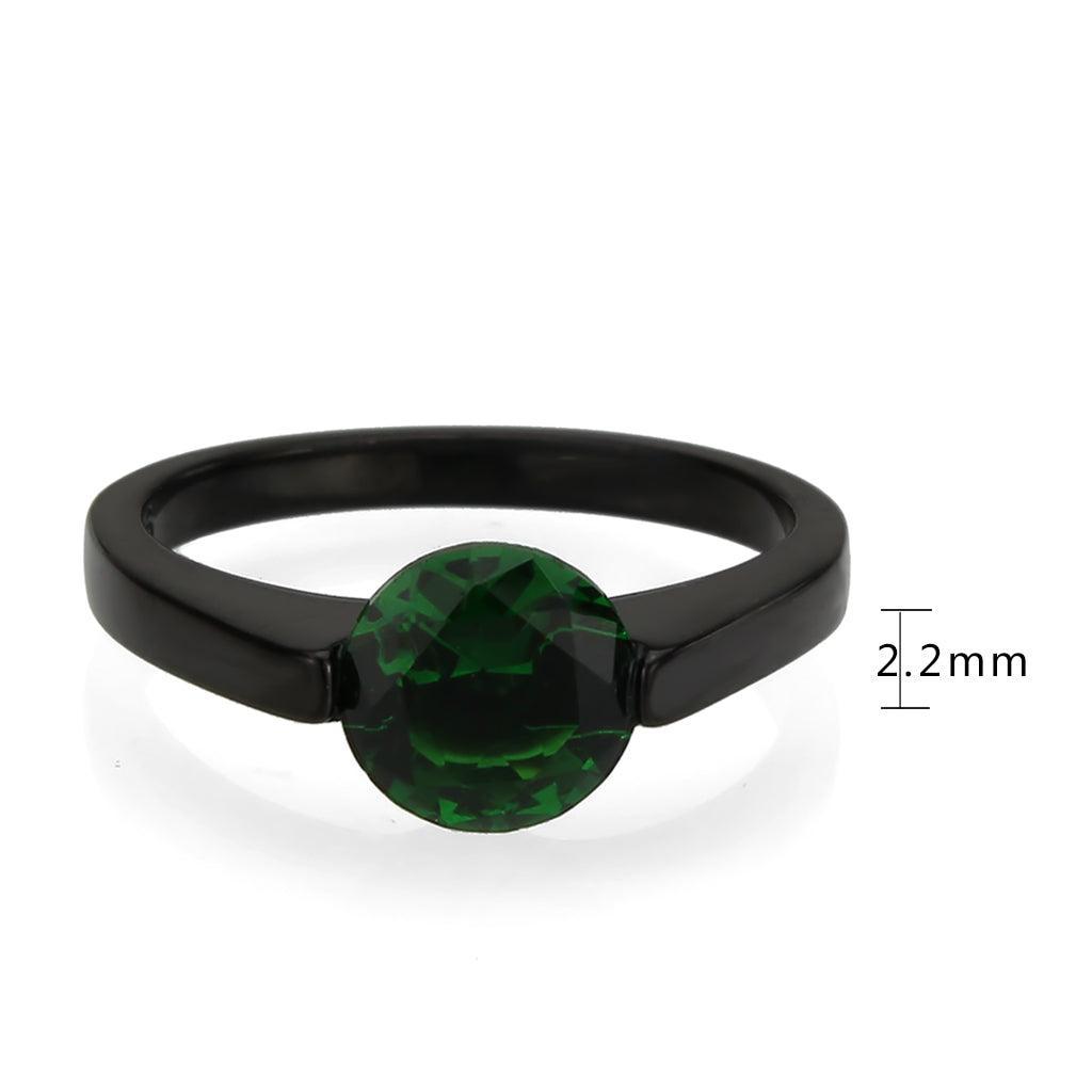 Womens Light Black Ring Anillo Para Mujer Stainless Steel Ring with Synthetic in Emerald Bina - Jewelry Store by Erik Rayo