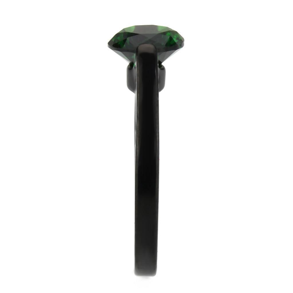 Womens Light Black Ring Anillo Para Mujer Stainless Steel Ring with Synthetic in Emerald Bina - Jewelry Store by Erik Rayo