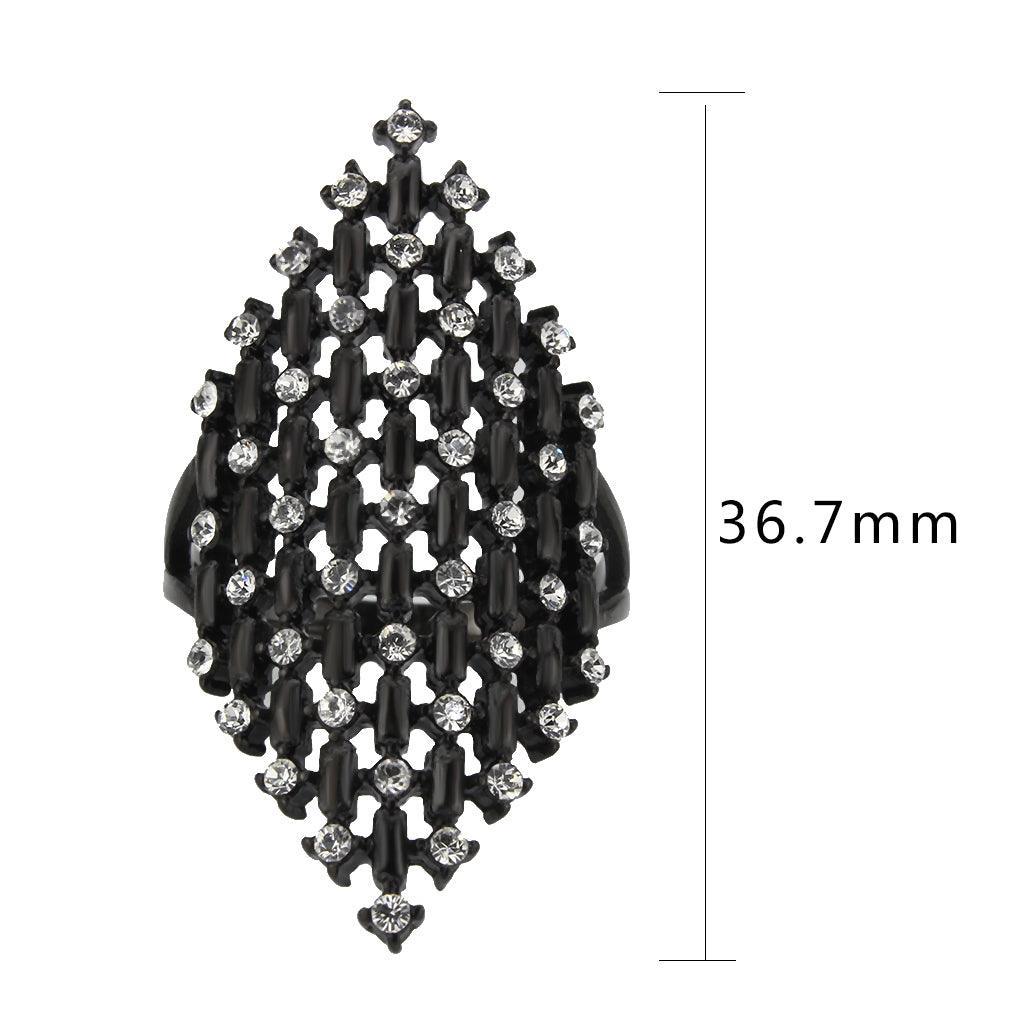 Womens Light Black Ring Anillo Para Mujer Stainless Steel Ring with Top Grade Crystal in Clear Daicy - Jewelry Store by Erik Rayo