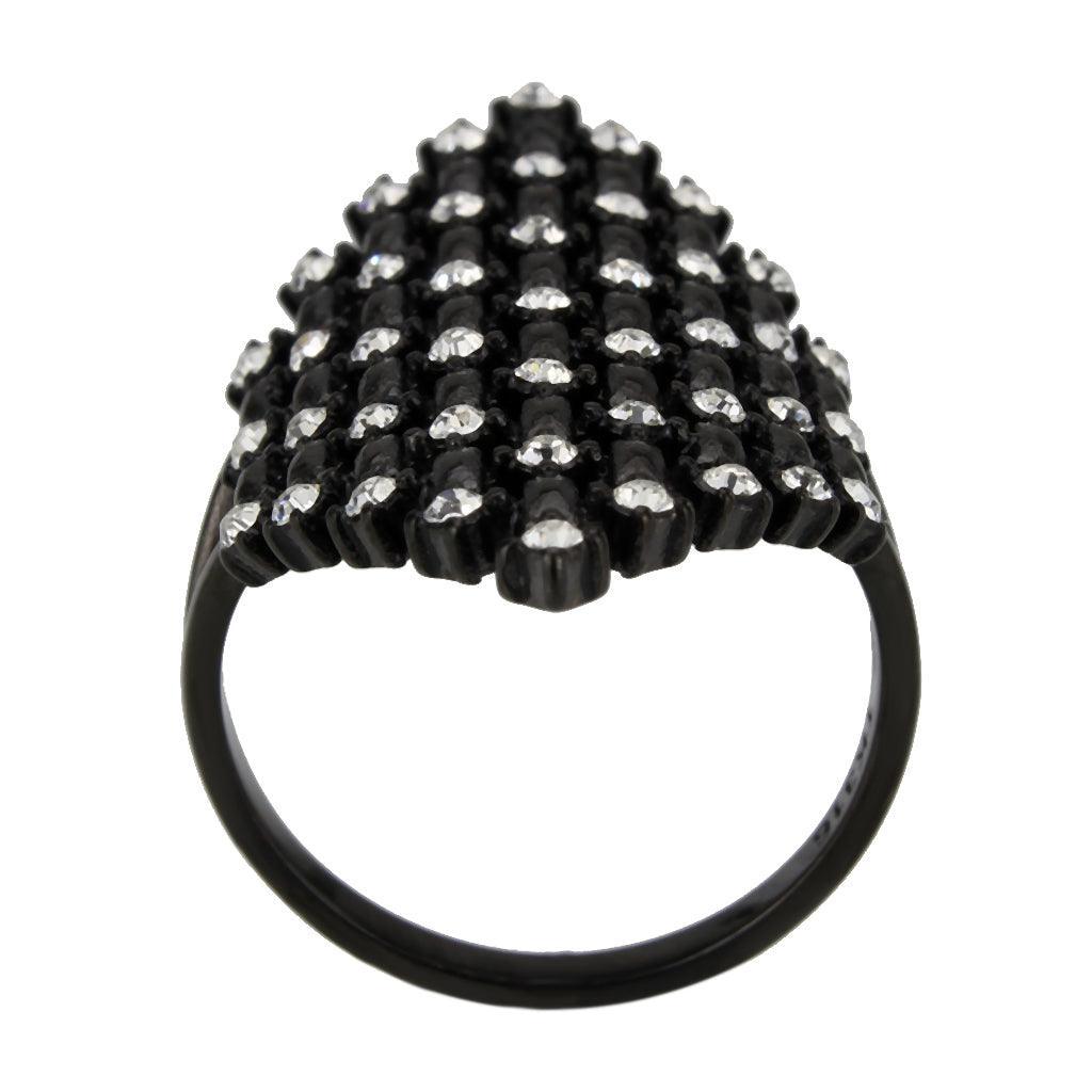 Womens Light Black Ring Anillo Para Mujer Stainless Steel Ring with Top Grade Crystal in Clear Daicy - Jewelry Store by Erik Rayo