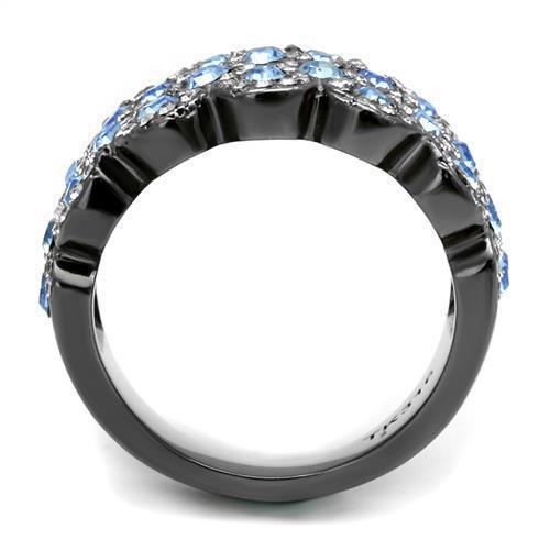 Light Black Rings for Women Anillo Para Mujer Stainless Steel Ring with Top Grade Crystal in Light Sapphire Rayna - Jewelry Store by Erik Rayo