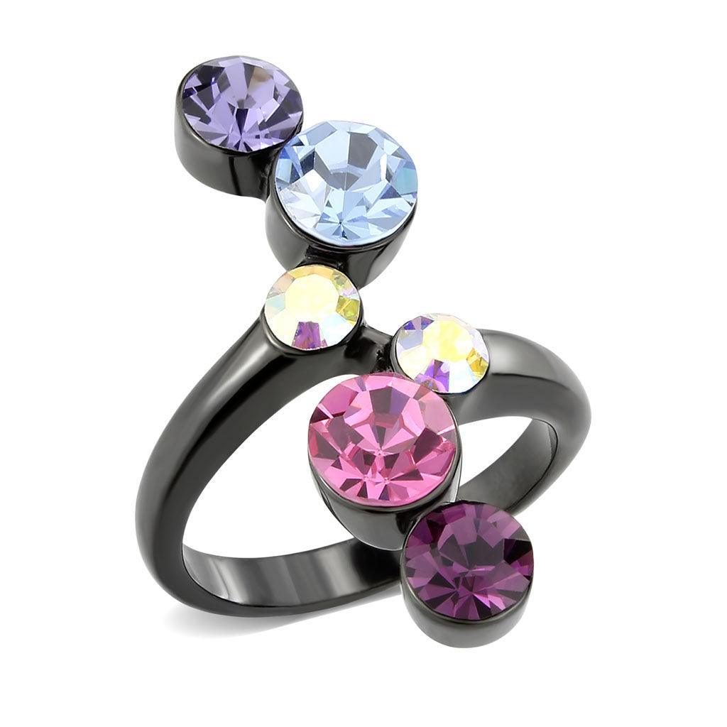 Womens Light Black Ring Anillo Para Mujer Stainless Steel Ring with Top Grade Crystal in MultiColor Jael - Jewelry Store by Erik Rayo