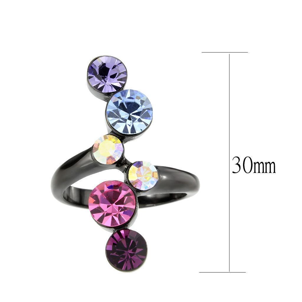 Womens Light Black Ring Anillo Para Mujer Stainless Steel Ring with Top Grade Crystal in MultiColor Jael - Jewelry Store by Erik Rayo