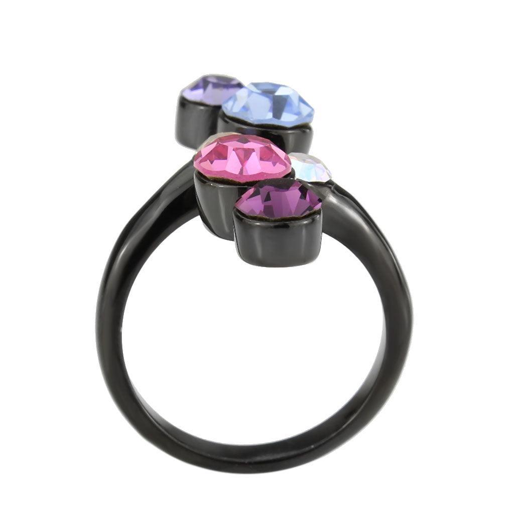 Womens Light Black Ring Anillo Para Mujer Stainless Steel Ring with Top Grade Crystal in MultiColor Jael - Jewelry Store by Erik Rayo