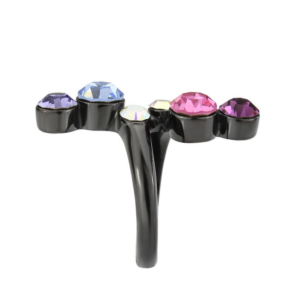 Womens Light Black Ring Anillo Para Mujer Stainless Steel Ring with Top Grade Crystal in MultiColor Jael - Jewelry Store by Erik Rayo