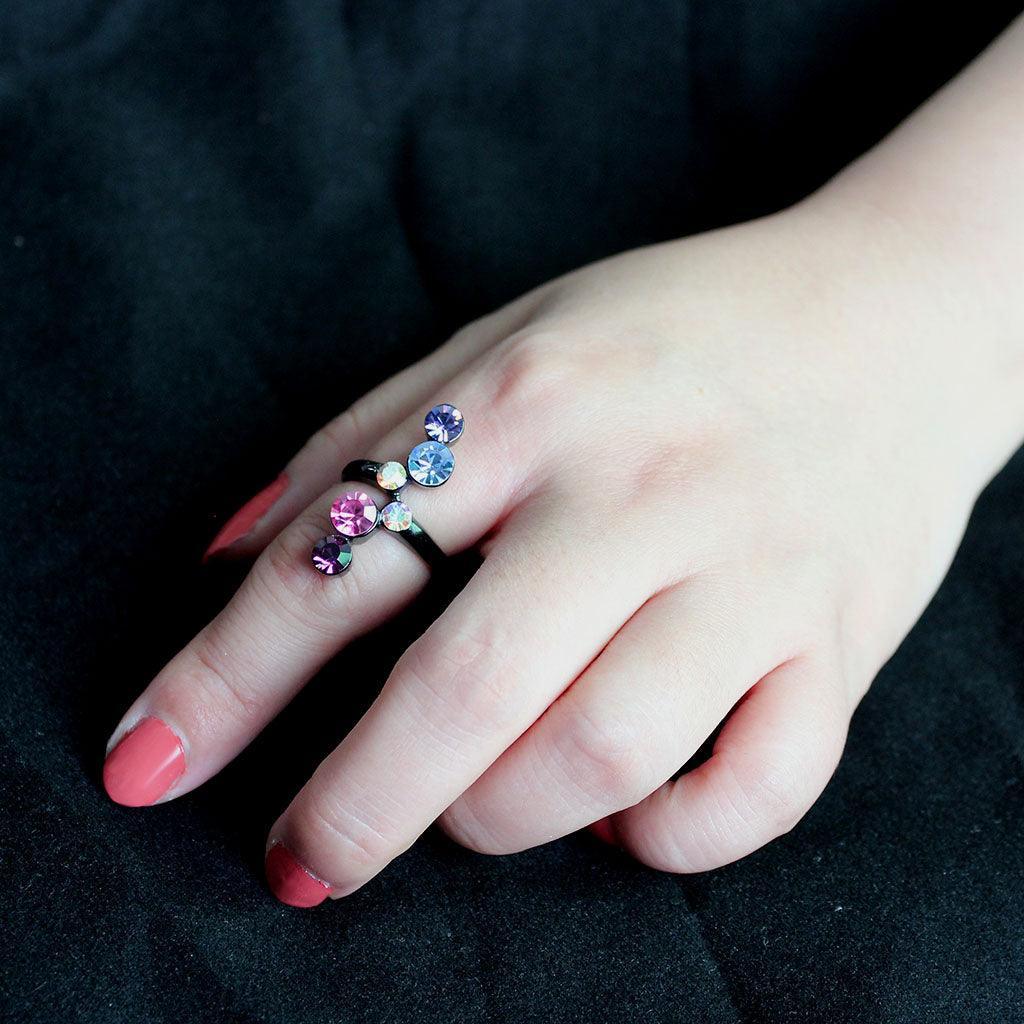 Womens Light Black Ring Anillo Para Mujer Stainless Steel Ring with Top Grade Crystal in MultiColor Jael - Jewelry Store by Erik Rayo
