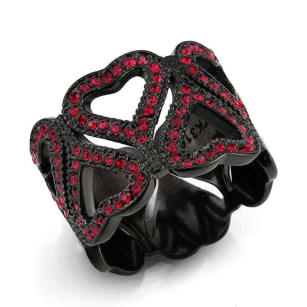 Womens Light Black Ring Anillo Para Mujer Stainless Steel Ring with Top Grade Crystal in Red Series Gailyn - Jewelry Store by Erik Rayo