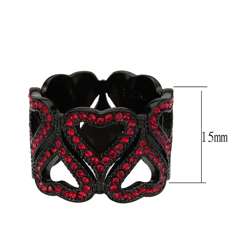 Womens Light Black Ring Anillo Para Mujer Stainless Steel Ring with Top Grade Crystal in Red Series Gailyn - Jewelry Store by Erik Rayo