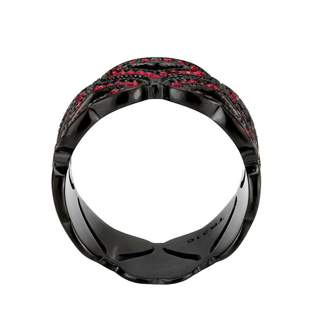 Womens Light Black Ring Anillo Para Mujer Stainless Steel Ring with Top Grade Crystal in Red Series Gailyn - Jewelry Store by Erik Rayo