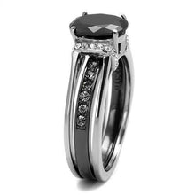 Load image into Gallery viewer, Womens Light Black Ring Anillo Para Mujer y Ninos Kids 316L Stainless Steel Ring Synthetic Glass in Jet Adley - Jewelry Store by Erik Rayo
