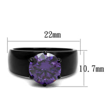 Load image into Gallery viewer, Womens Light Black Ring Anillo Para Mujer y Ninos Kids 316L Stainless Steel Ring with AAA Grade CZ in Amethyst Danice - Jewelry Store by Erik Rayo
