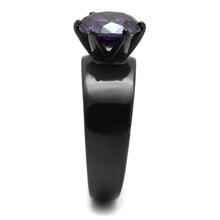 Load image into Gallery viewer, Womens Light Black Ring Anillo Para Mujer y Ninos Kids 316L Stainless Steel Ring with AAA Grade CZ in Amethyst Danice - Jewelry Store by Erik Rayo
