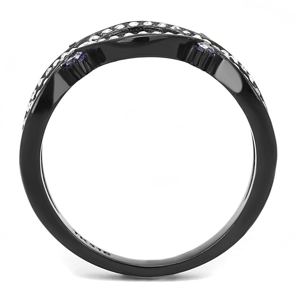 Womens Light Black Ring Anillo Para Mujer 316L Stainless Steel Ring with AAA Grade CZ in Amethyst Dinah - Jewelry Store by Erik Rayo