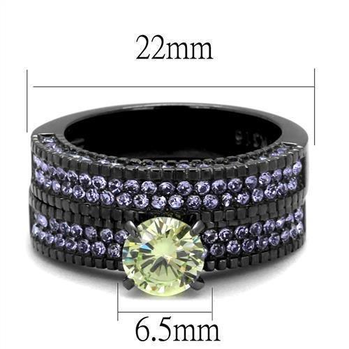 Womens Light Black Ring Anillo Para Mujer 316L Stainless Steel Ring with AAA Grade CZ in Light Green Clara - Jewelry Store by Erik Rayo