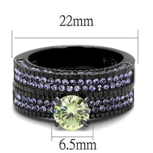 Load image into Gallery viewer, Womens Light Black Ring Anillo Para Mujer y Ninos Kids 316L Stainless Steel Ring with AAA Grade CZ in Apple Green Clara - Jewelry Store by Erik Rayo
