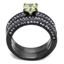 Load image into Gallery viewer, Womens Light Black Ring Anillo Para Mujer y Ninos Kids 316L Stainless Steel Ring with AAA Grade CZ in Apple Green Clara - Jewelry Store by Erik Rayo
