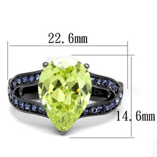 Load image into Gallery viewer, Womens Light Black Ring Anillo Para Mujer y Ninos Kids 316L Stainless Steel Ring with AAA Grade CZ in Apple Green color Calla - Jewelry Store by Erik Rayo
