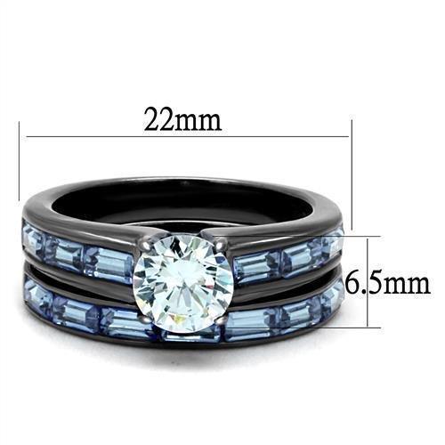 Womens Light Black Ring Anillo Para Mujer 316L Stainless Steel Ring with AAA Grade CZ in Clear Aasta - Jewelry Store by Erik Rayo