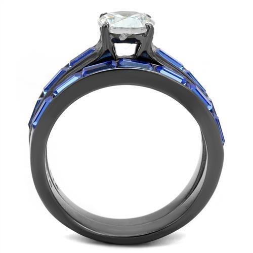 Womens Light Black Ring Anillo Para Mujer 316L Stainless Steel Ring with AAA Grade CZ in Clear Aasta - Jewelry Store by Erik Rayo