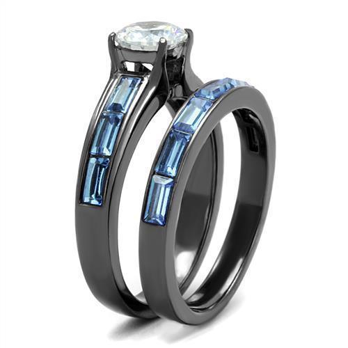 Womens Light Black Ring Anillo Para Mujer 316L Stainless Steel Ring with AAA Grade CZ in Clear Aasta - Jewelry Store by Erik Rayo