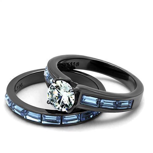 Womens Light Black Ring Anillo Para Mujer 316L Stainless Steel Ring with AAA Grade CZ in Clear Aasta - Jewelry Store by Erik Rayo