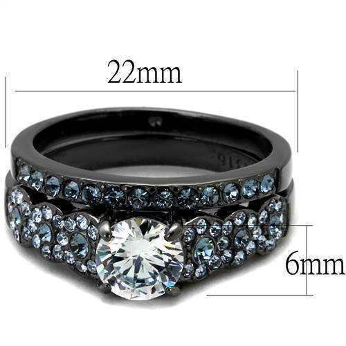 Womens Light Black Ring Anillo Para Mujer 316L Stainless Steel Ring with AAA Grade CZ in Clear Aria - Jewelry Store by Erik Rayo