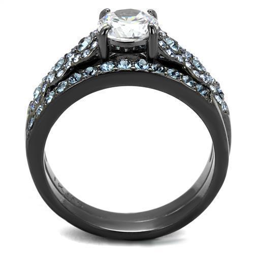Womens Light Black Ring Anillo Para Mujer 316L Stainless Steel Ring with AAA Grade CZ in Clear Aria - Jewelry Store by Erik Rayo