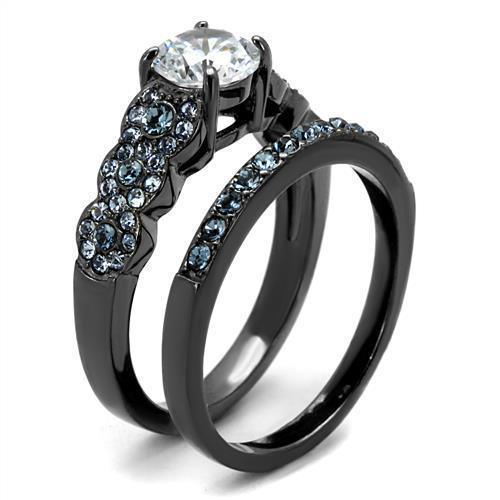Womens Light Black Ring Anillo Para Mujer 316L Stainless Steel Ring with AAA Grade CZ in Clear Aria - Jewelry Store by Erik Rayo