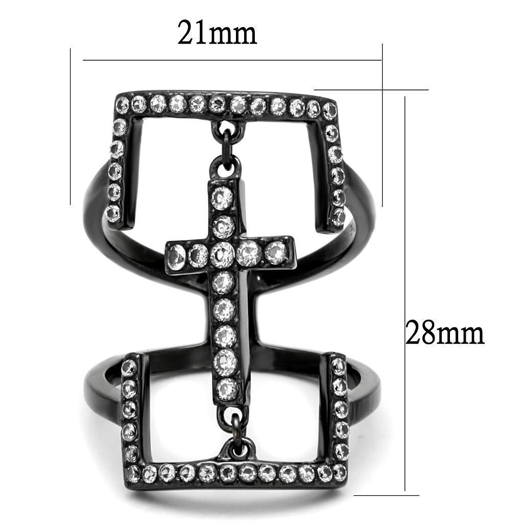 Womens Light Black Ring Anillo Para Mujer 316L Stainless Steel Ring with AAA Grade CZ in Clear Constance - Jewelry Store by Erik Rayo