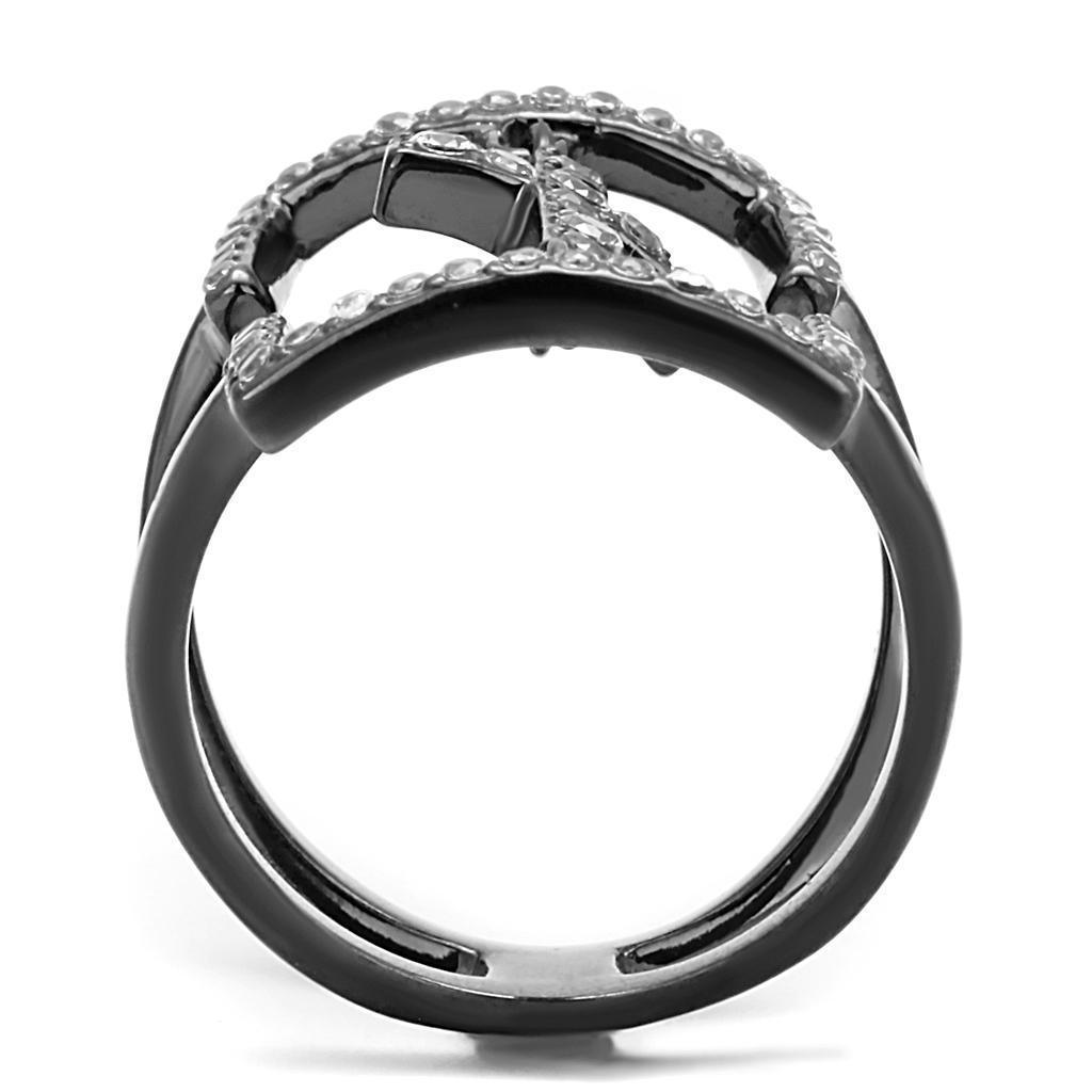 Womens Light Black Ring Anillo Para Mujer 316L Stainless Steel Ring with AAA Grade CZ in Clear Constance - Jewelry Store by Erik Rayo