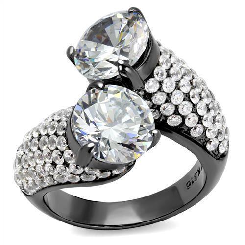 Womens Light Black Ring Anillo Para Mujer 316L Stainless Steel Ring with AAA Grade CZ in Clear Cora - Jewelry Store by Erik Rayo