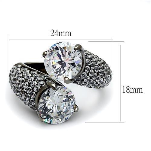 Womens Light Black Ring Anillo Para Mujer 316L Stainless Steel Ring with AAA Grade CZ in Clear Cora - Jewelry Store by Erik Rayo