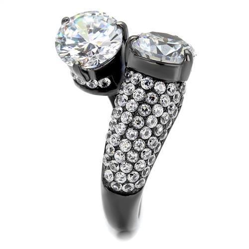 Womens Light Black Ring Anillo Para Mujer 316L Stainless Steel Ring with AAA Grade CZ in Clear Cora - Jewelry Store by Erik Rayo