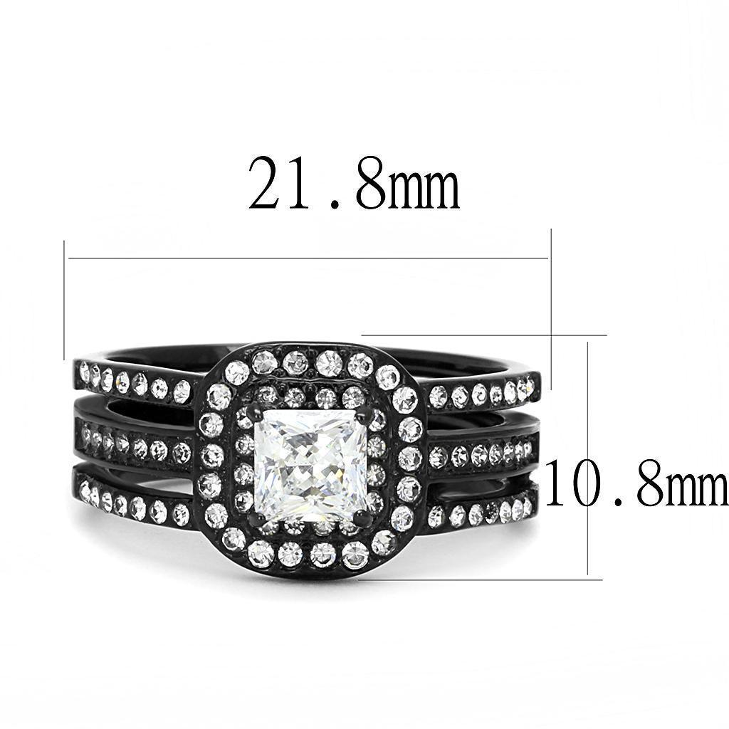 Womens Light Black Ring Anillo Para Mujer 316L Stainless Steel Ring with AAA Grade CZ in Clear Eloira - Jewelry Store by Erik Rayo