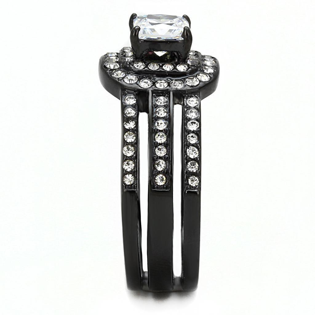 Womens Light Black Ring Anillo Para Mujer 316L Stainless Steel Ring with AAA Grade CZ in Clear Eloira - Jewelry Store by Erik Rayo