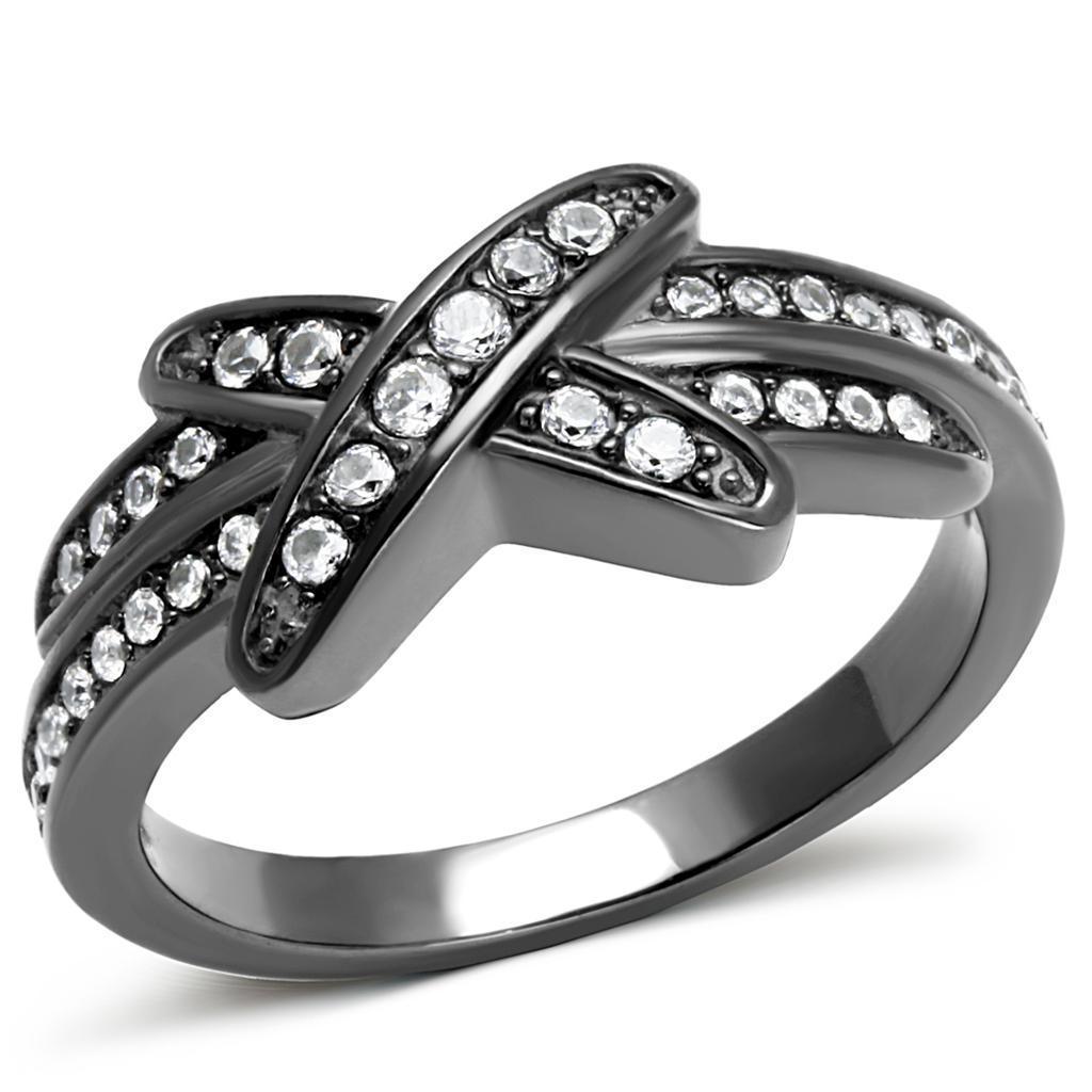 Womens Light Black Ring Anillo Para Mujer 316L Stainless Steel Ring with AAA Grade CZ in Clear Eva - Jewelry Store by Erik Rayo