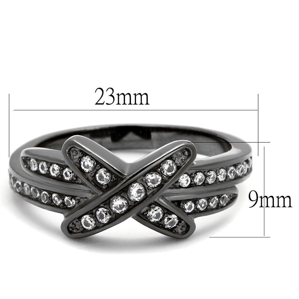 Womens Light Black Ring Anillo Para Mujer 316L Stainless Steel Ring with AAA Grade CZ in Clear Eva - Jewelry Store by Erik Rayo