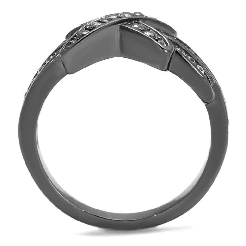 Womens Light Black Ring Anillo Para Mujer 316L Stainless Steel Ring with AAA Grade CZ in Clear Eva - Jewelry Store by Erik Rayo