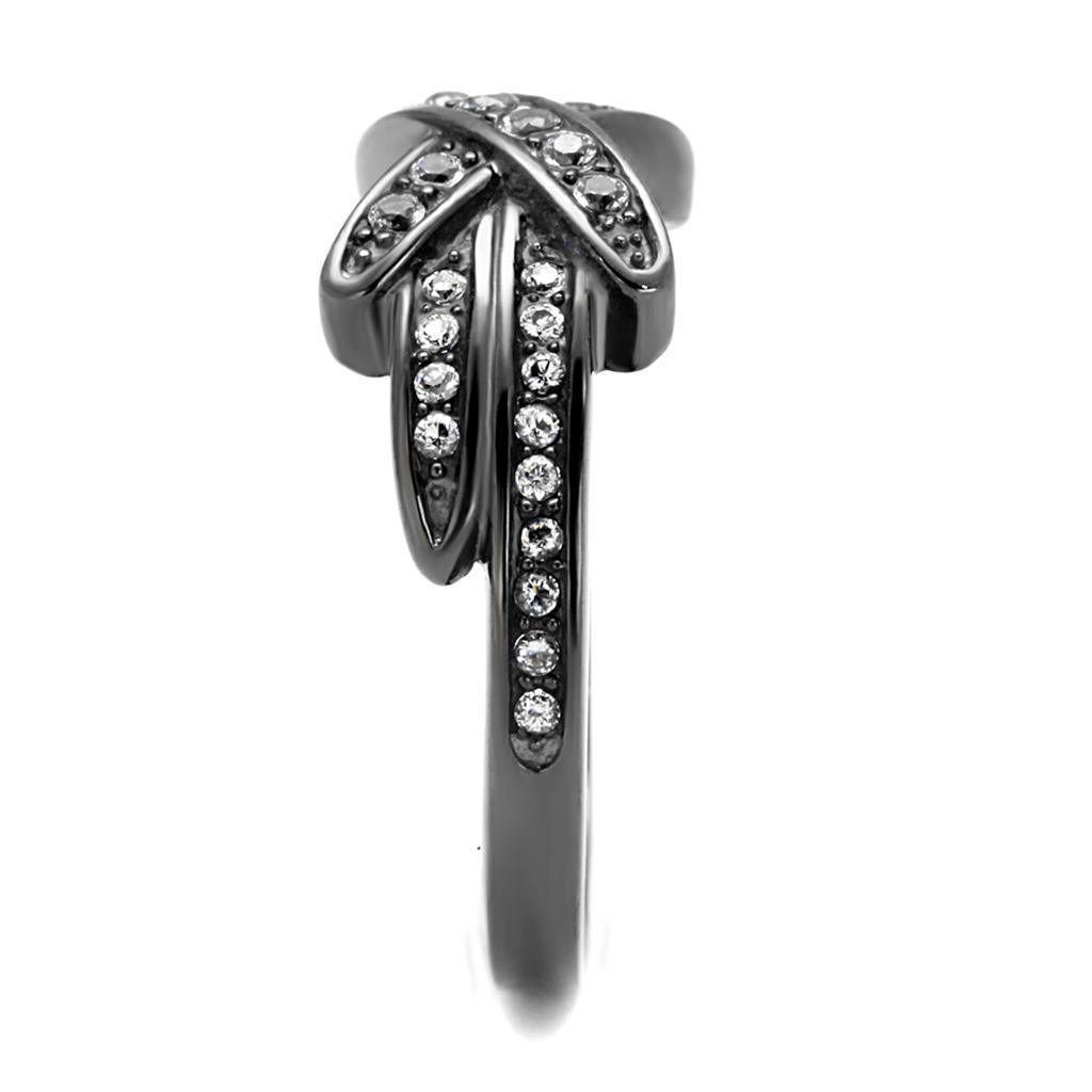 Womens Light Black Ring Anillo Para Mujer 316L Stainless Steel Ring with AAA Grade CZ in Clear Eva - Jewelry Store by Erik Rayo