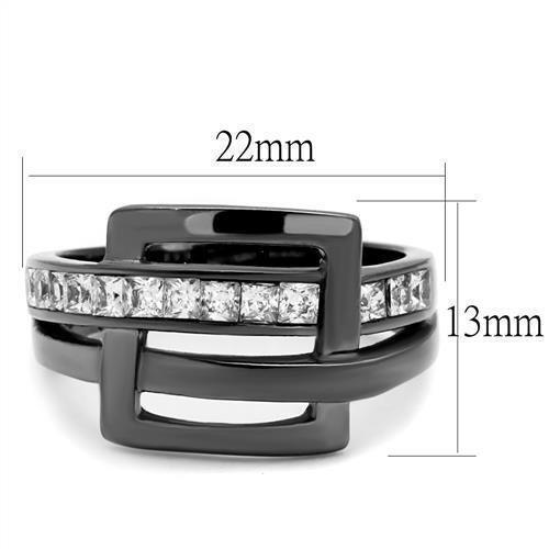 Womens Light Black Ring Anillo Para Mujer 316L Stainless Steel Ring with AAA Grade CZ in Clear Fiona - Jewelry Store by Erik Rayo